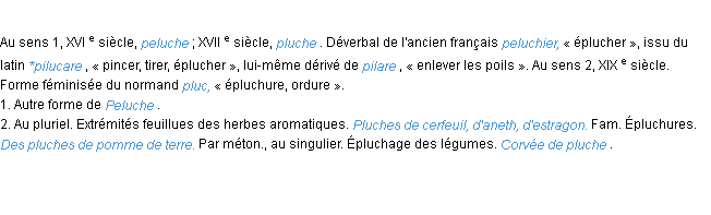 Définition pluche ACAD 1986