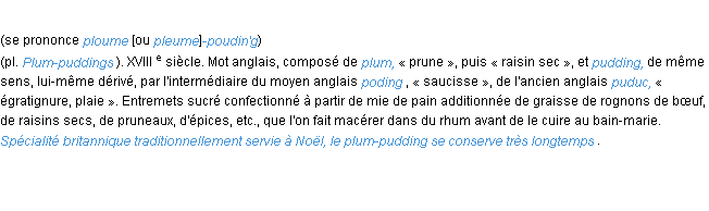 Définition plum-pudding ACAD 1986