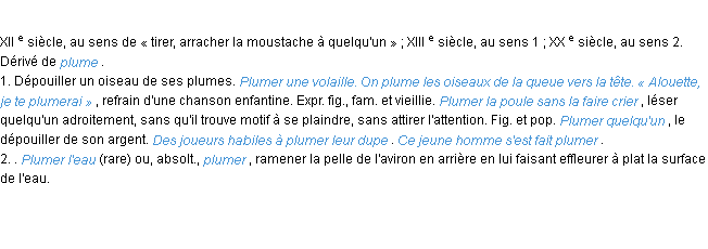 Définition plumer ACAD 1986