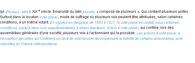 Définition plural ACAD 1986