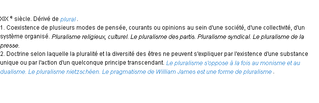 Définition pluralisme ACAD 1986