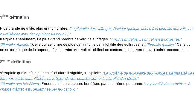Définition pluralité ACAD 1835