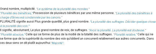 Définition pluralité ACAD 1932