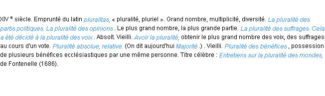 Définition pluralité ACAD 1986