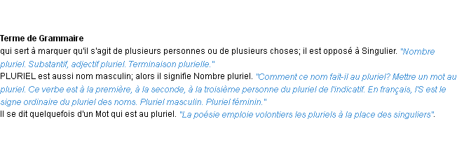 Définition pluriel ACAD 1932