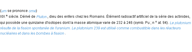 Définition plutonium ACAD 1986