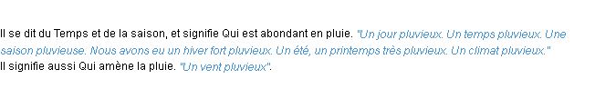 Définition pluvieux ACAD 1932