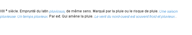 Définition pluvieux ACAD 1986