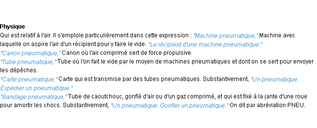 Définition pneumatique ACAD 1932