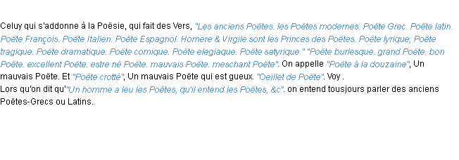 Définition poete ACAD 1694