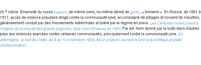 Définition pogrom ACAD 1986