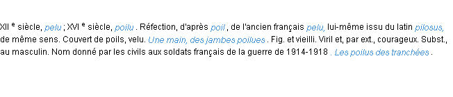 Définition poilu ACAD 1986