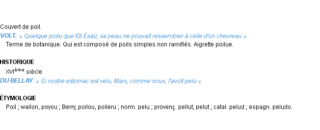 Définition poilu Emile Littré