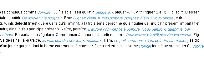 Définition poindre ACAD 1986