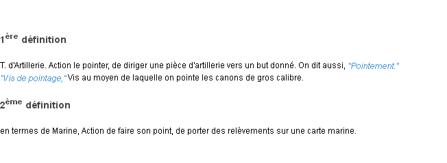 Définition pointage ACAD 1835