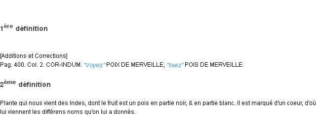 Définition pois de merveille ACAD 1762