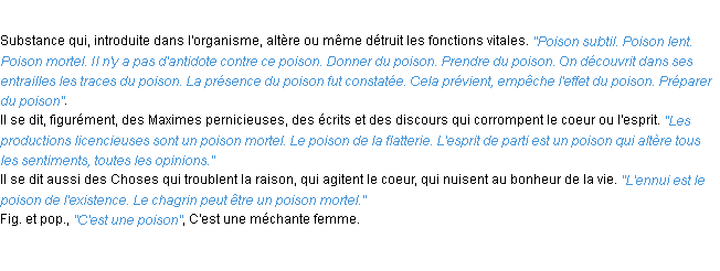 Définition poison ACAD 1932