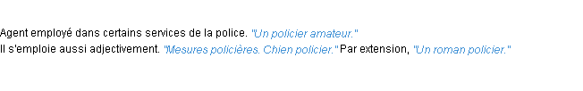 Définition policier ACAD 1932