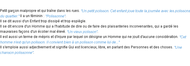 Définition polisson ACAD 1932