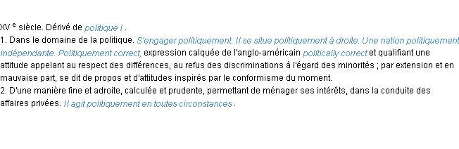 Définition politiquement ACAD 1986