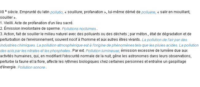 Définition pollution ACAD 1986
