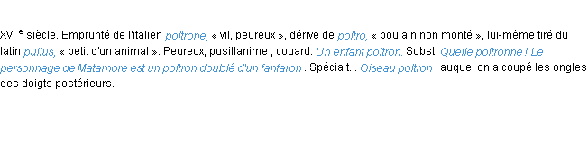 Définition poltron ACAD 1986