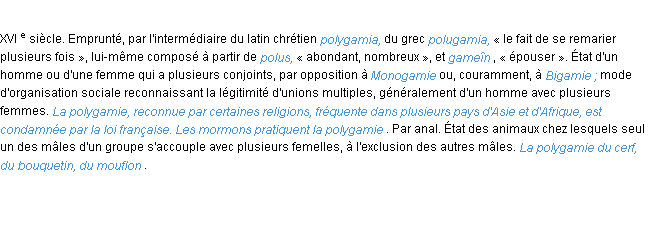 Définition polygamie ACAD 1986