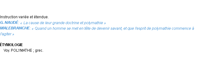 Définition polymathie Emile Littré