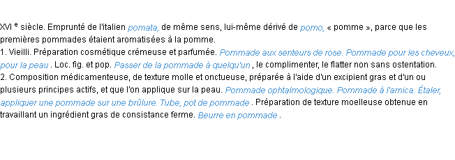 Définition pommade ACAD 1986