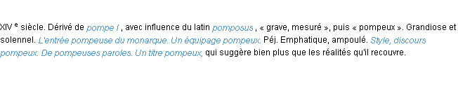 Définition pompeux ACAD 1986