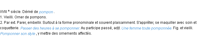 Définition pomponner ACAD 1986