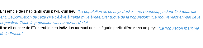 Définition population ACAD 1932