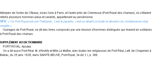 Définition port-royal Emile Littré