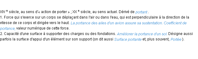 Définition portance ACAD 1986