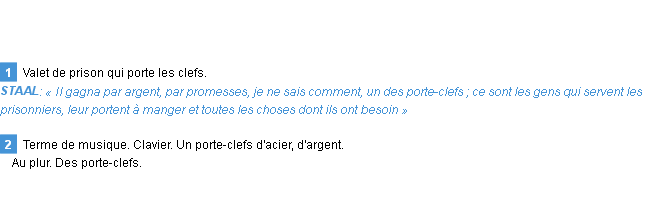 Définition porte-clefs Emile Littré