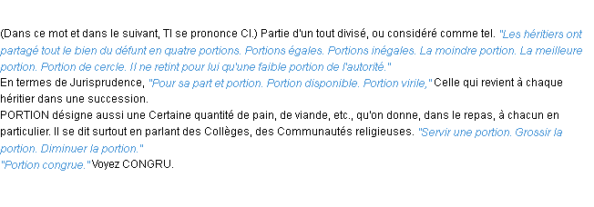 Définition portion ACAD 1932