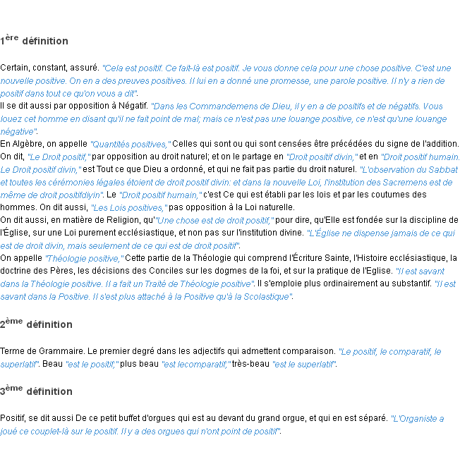 Définition positif ACAD 1798
