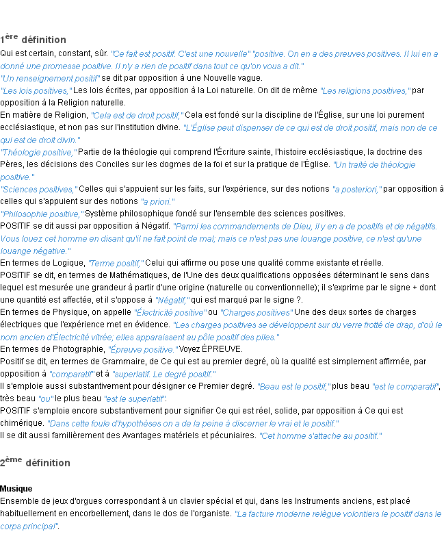 Définition positif ACAD 1932
