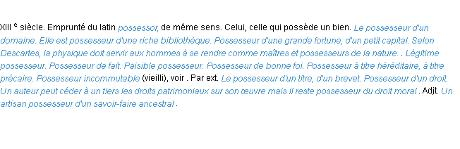 Définition possesseur ACAD 1986