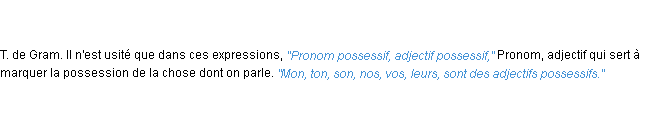 Définition possessif ACAD 1835