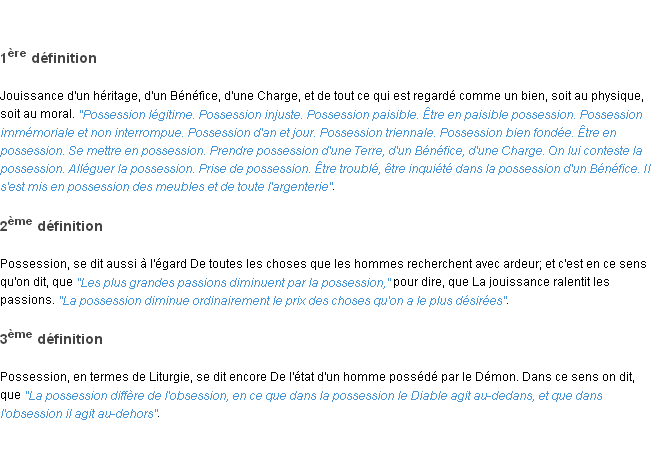 Définition possession ACAD 1798