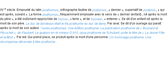 Définition posthume ACAD 1986