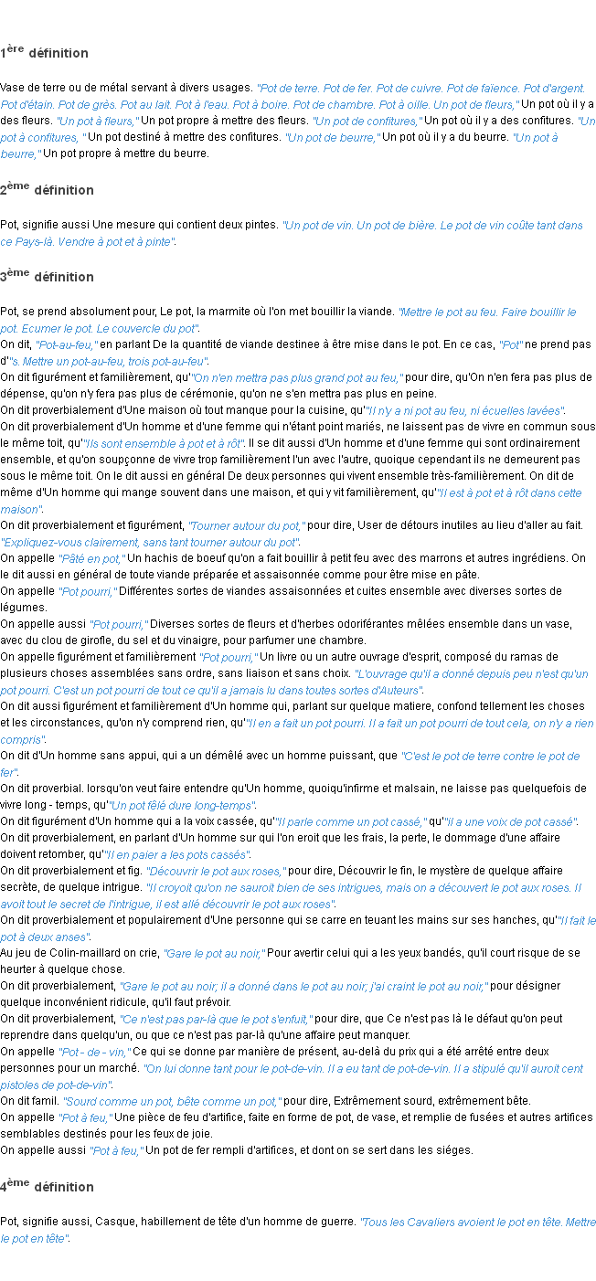 Définition pot ACAD 1798