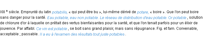 Définition potable ACAD 1986