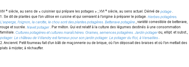 Définition potager ACAD 1986