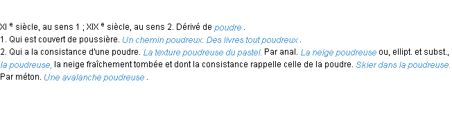 Définition poudreux ACAD 1986