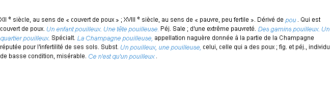 Définition pouilleux ACAD 1986