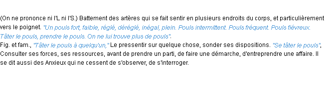 Définition pouls ACAD 1932