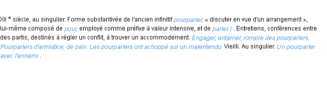 Définition pourparlers ACAD 1986