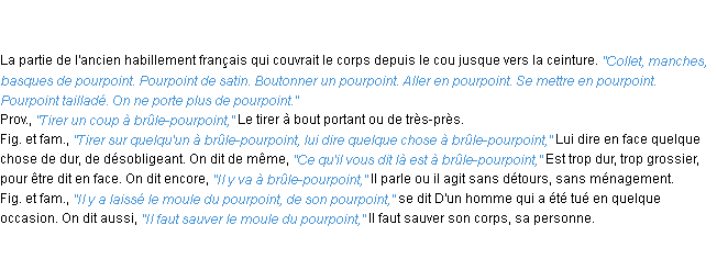 Définition pourpoint ACAD 1835